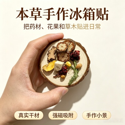 肉桂冰箱贴材料包大号中药创意diy材料包中药饰品通孔中药挂件diy
