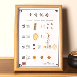 中医文创中药汤方标本中草药材方剂展示装 饰画摆件背景墙中医宣传