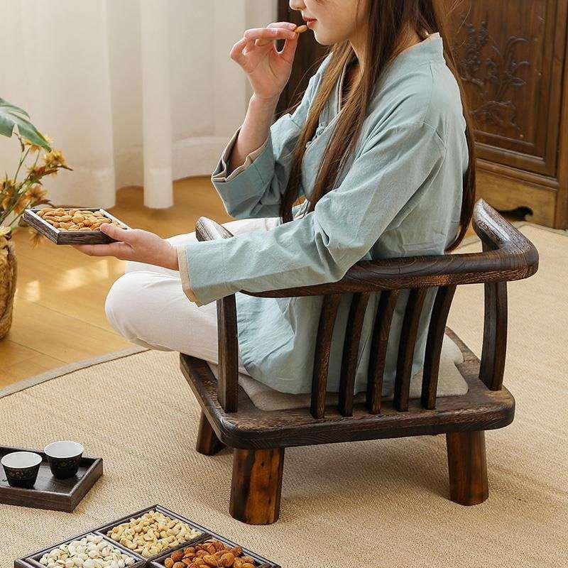 实木靠背圈椅榻榻米座椅小椅子家用喝茶椅休闲椅阳台凳子飘窗矮椅