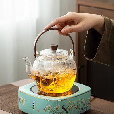 陶瓷电磁炉煮茶器煮茶炉玻璃烧水壶煮茶壶耐高温茶壶茶水分离家用