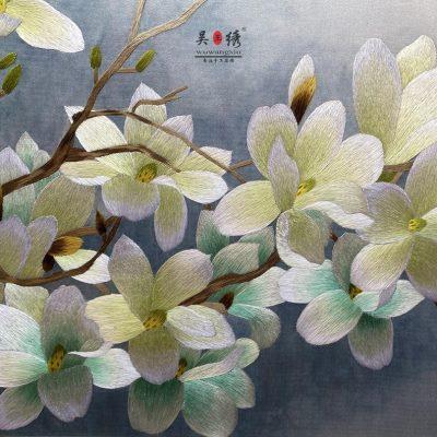 吴王绣苏州刺绣纯手工桑蚕丝新中式装饰成品挂画别墅走廊玄关玉兰图片