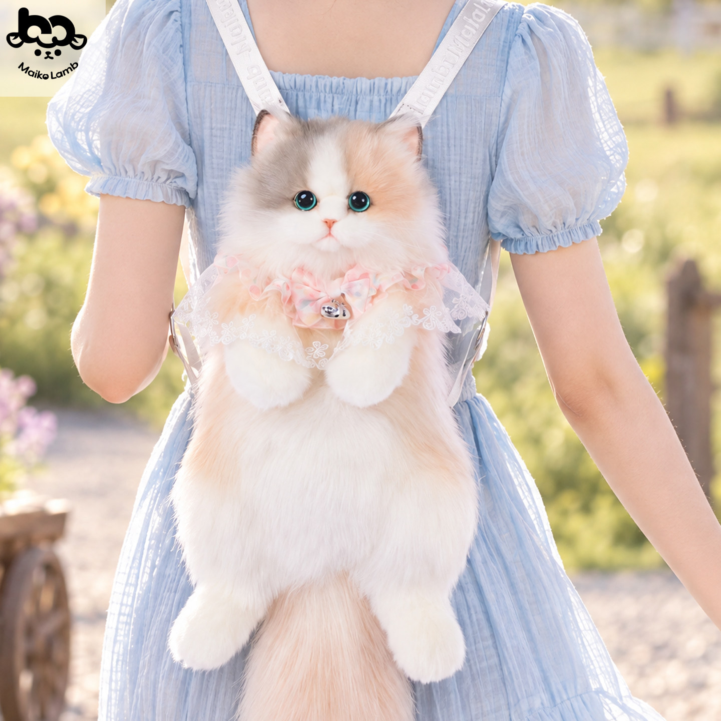 麦扣羊仿真三花小猫背包PP棉填充
