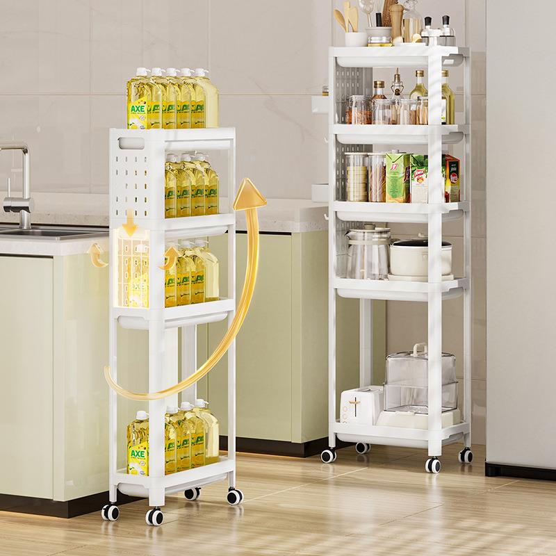 厨房置物架可移动多层小推车家用落地式分层收纳架家用置物架