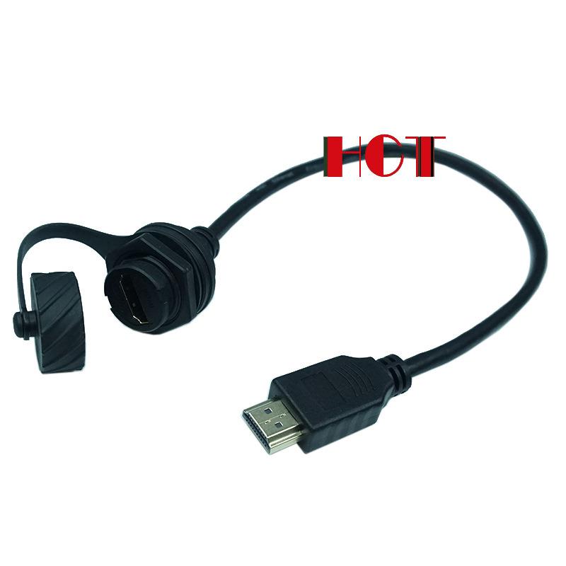 HDMI公对母延长线HDMI面板固定线HDMI带盖子防水线