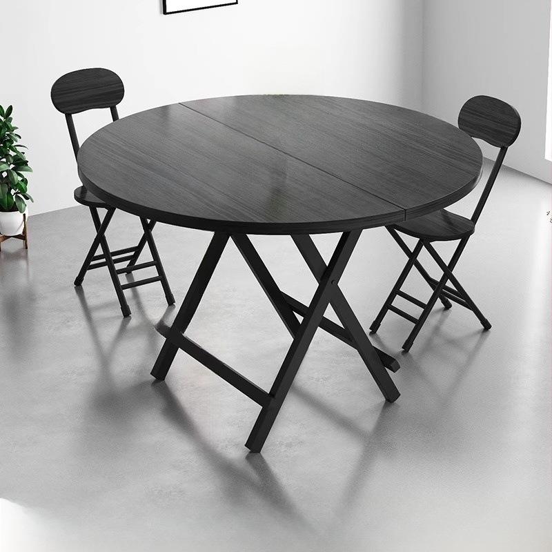 可折叠大圆桌餐桌家用小户型农村桌子简易圆形桌面吃饭饭桌出租屋