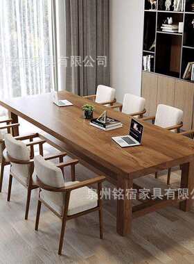 会议桌长桌多人开会书桌公司办公桌椅组合简约实木桌子职员电脑桌