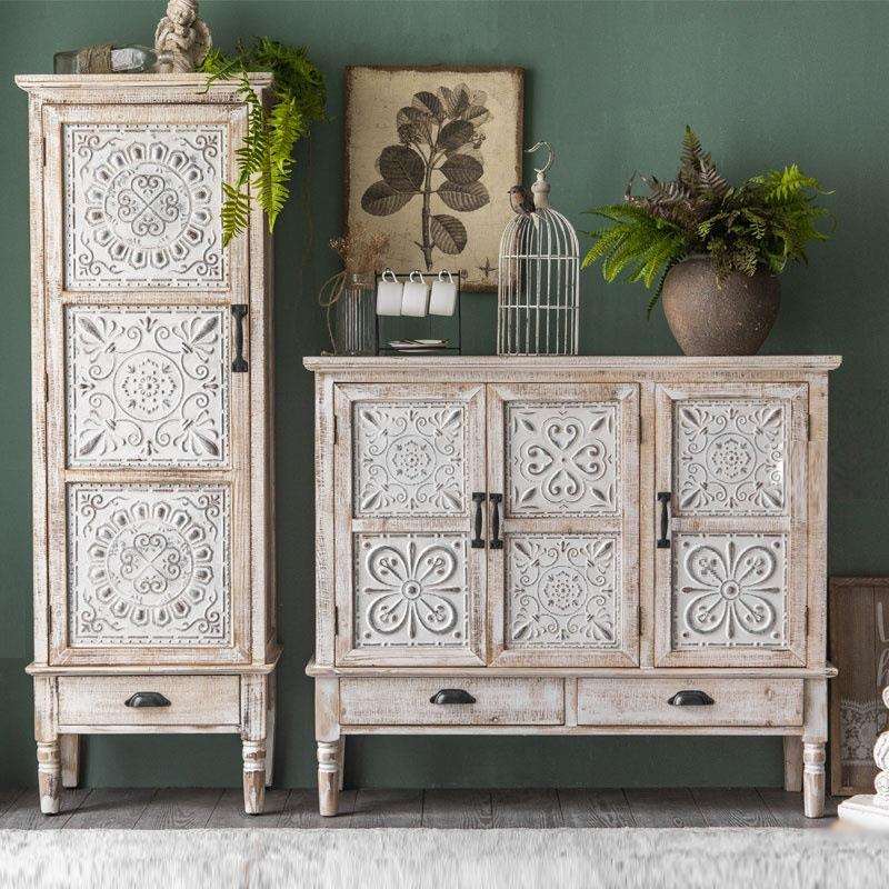 入户玄关柜实木客厅装饰柜墙边柜民宿家具餐边柜美式复古怀旧柜子