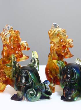 琉璃纳财貔貅一对风水摆件居家客厅办公前台摆放招财商务送礼
