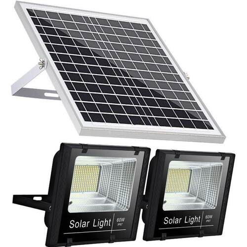 一拖二太阳能灯家用户外防水庭院灯室内超亮投光灯照明灯农村路灯