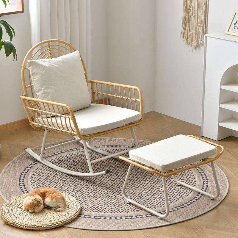 2024夏天新款摇摇椅阳台家用休闲躺椅仿藤编网红舒适休闲沙发摇椅