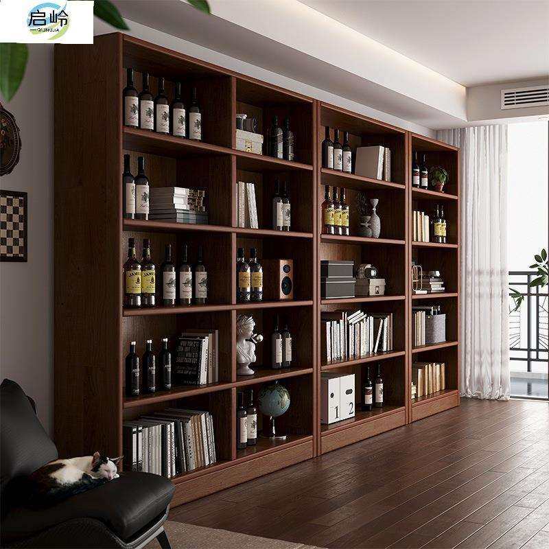 QL全实木家用书架胡桃木色整墙一体落地架靠墙客厅储物组合柜,3C数码配件,USB灯,淘宝优惠券,粉丝福利购,淘宝优惠卷