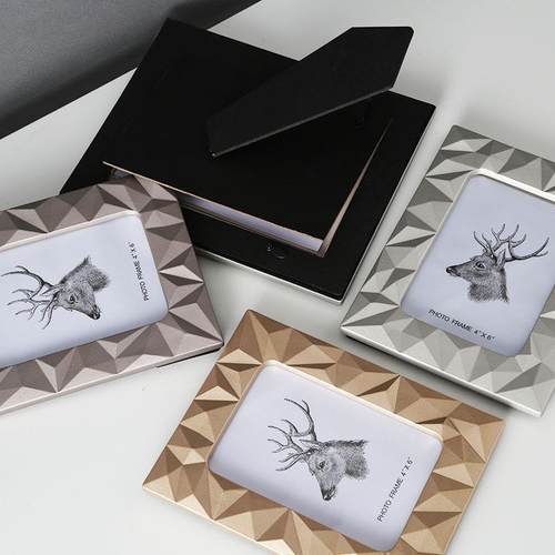 轻奢陶瓷相框样板房创意家居装饰品金属质感陶瓷摆件客厅摆设