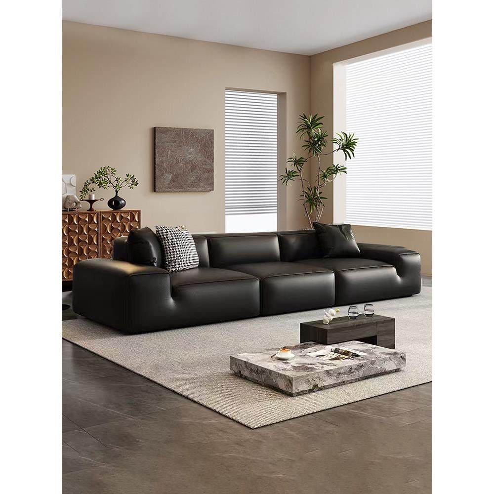 意式极简轻奢大黑牛真皮沙发客厅大小户型意式极简直排豆腐块沙发,住宅家具,布艺沙发,淘宝优惠券,粉丝福利购,淘宝优惠卷