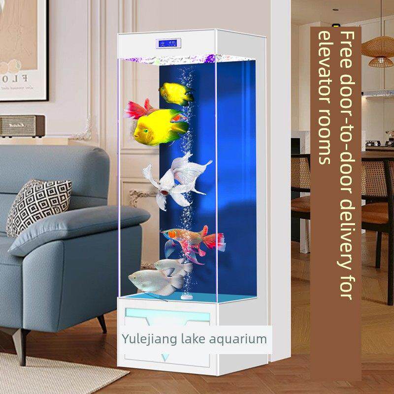鱼缸客厅2025新屏幕隔断超白玻璃入口家庭落地式水族馆