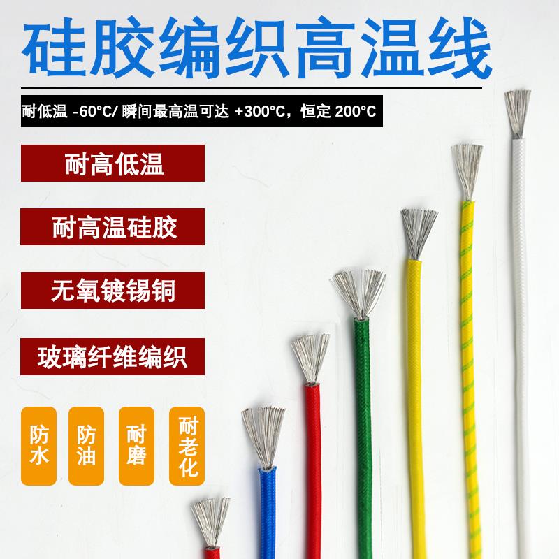 硅胶编织高温线0.5 0.75 1 1.5 2.5 4 6 10平方耐高温地线 耐火线