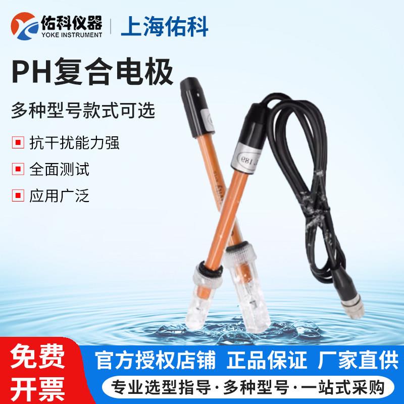 上海佑科PHS-3C酸度计电极E-201-9 PH复合电极PH耐强碱实验室水质