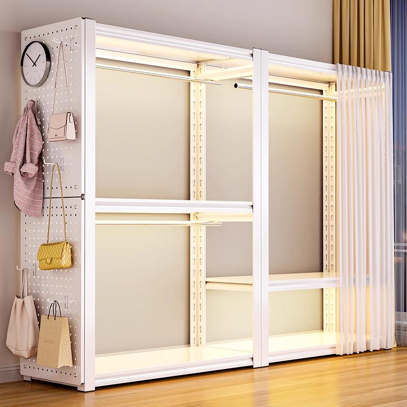 家用衣柜货架衣架简易衣帽架卧室钢制挂衣架出租房防尘衣橱收纳架