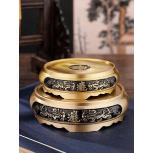 黄铜米缸文昌塔通用底托山水烟灰缸圆形双貔貅底座摆件香炉小底托