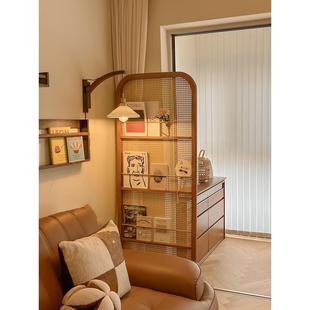 中式复古杂志架隔断屏风沙发边客厅入户遮挡正对门玄关可移动藤编