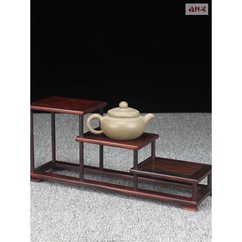 红酸枝微凹黄檀连台展示架工艺品盆景摆件紫砂壶底座红木小博古架