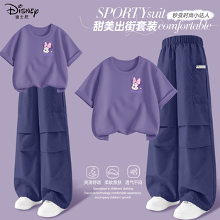 迪士尼女童夏季套装小公主洋气休闲夏装2026新款童装儿童短袖女孩