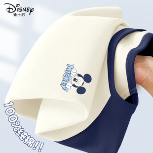 迪士尼男童长袖t恤贴身短款上衣2026新款春装纯棉春季儿童衣服男