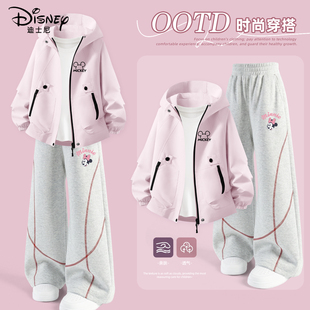 迪士尼女童春装套装2026新款洋气大童女装春季休闲外套儿童衣服女