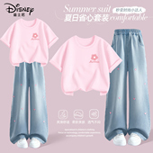t恤潮流儿童夏装 迪士尼女童套装 童装 女孩纯棉短袖 夏薄款 2026新款