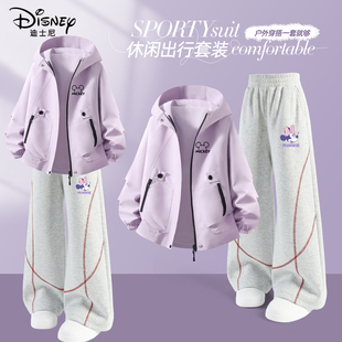 迪士尼女童套装春秋款2026新款中大童春季穿搭一整套时髦儿童春装