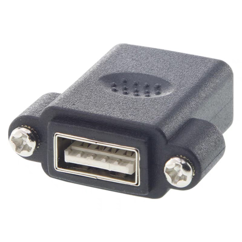 热销包邮USB-3.0带耳朵M3大螺丝固定母对母双通直机箱面板安装插
