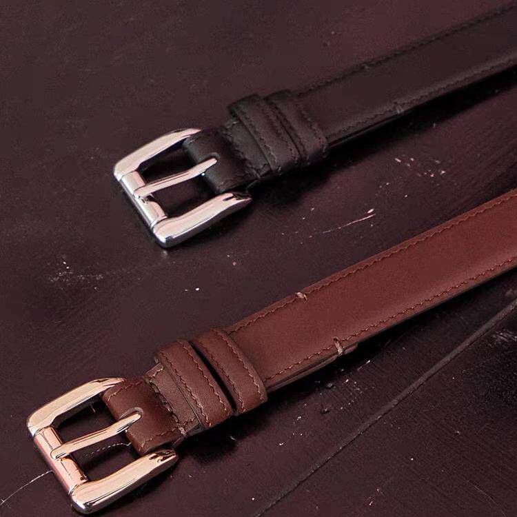 头层牛皮手工光身针扣腰带