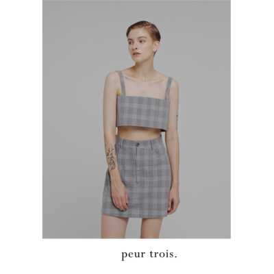 格纹格纹半身裙a字裙原创