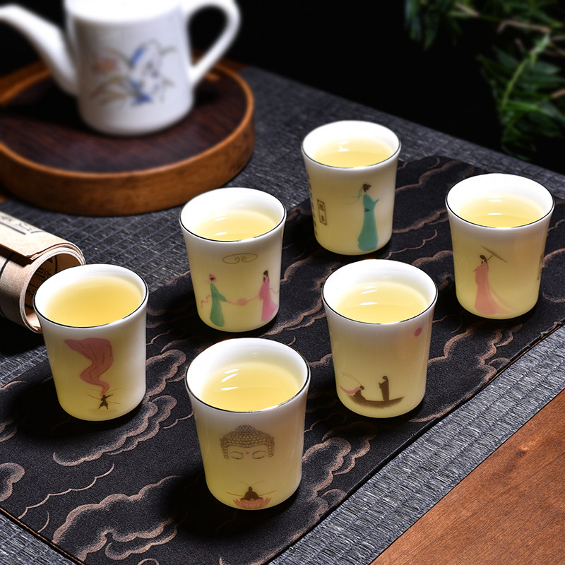 个性创意德化羊脂玉陶瓷变色主人杯女士个人专用情侣茶杯单杯礼品