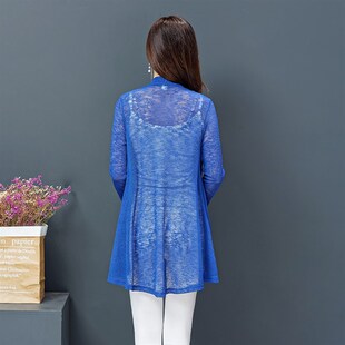 女装 大码 中长款 外搭披肩薄针织外套宽松开衫 女 2021夏季 防晒衫 新款