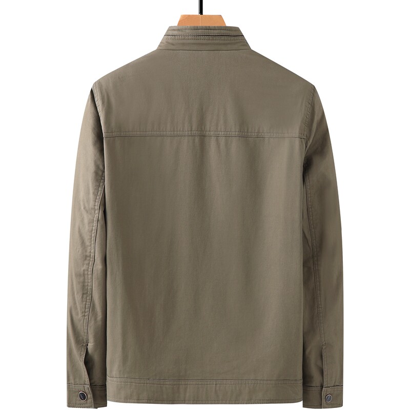 爸爸秋装外套中年男士夹克衫立领休闲纯棉外衣中老年人男装春秋季