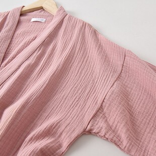 带口袋浴袍睡袍家居服 男女情侣绉纹纱布和服宽松大码 2020秋季 新款