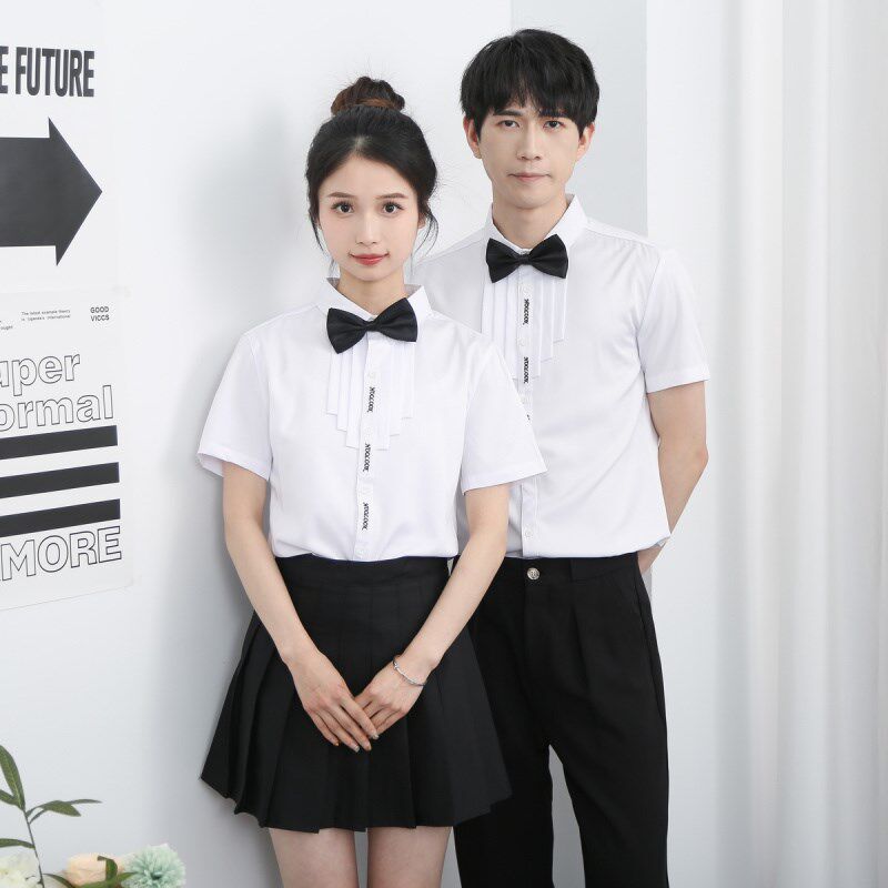 夏装美发师发型师酒吧KTV餐厅足浴店服务员工作服男女生短袖衬衫