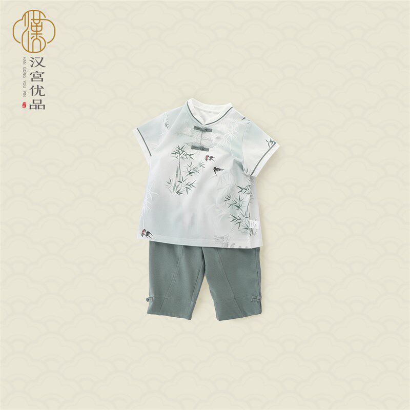 男童夏装套装宝宝周岁礼服中国风分体衣服夏季新中式儿童短袖汉服