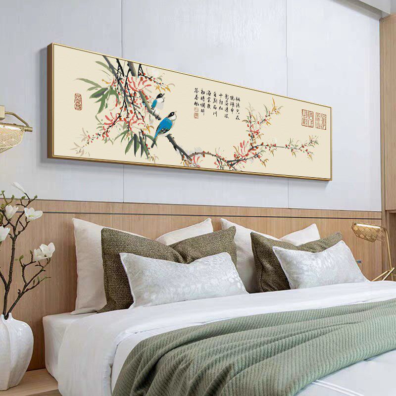 横版花鸟图DIY数字油彩画新中式客厅装饰画卧室床头挂画 喜上眉梢