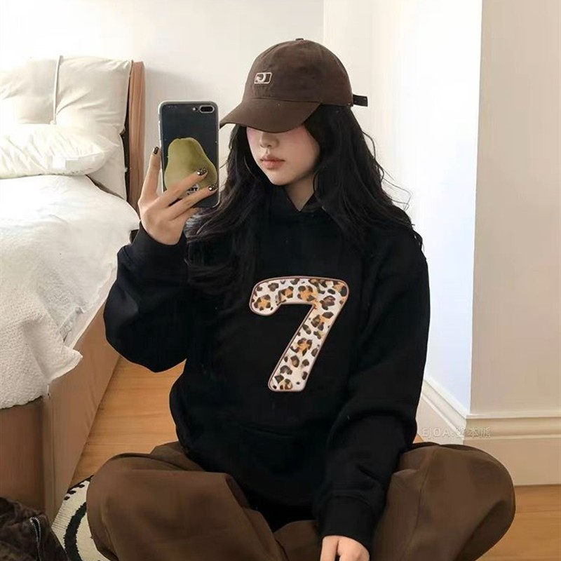 美式复古连帽小众字母卫衣女春秋冬宽松显瘦慵懒风松弛感休闲外套