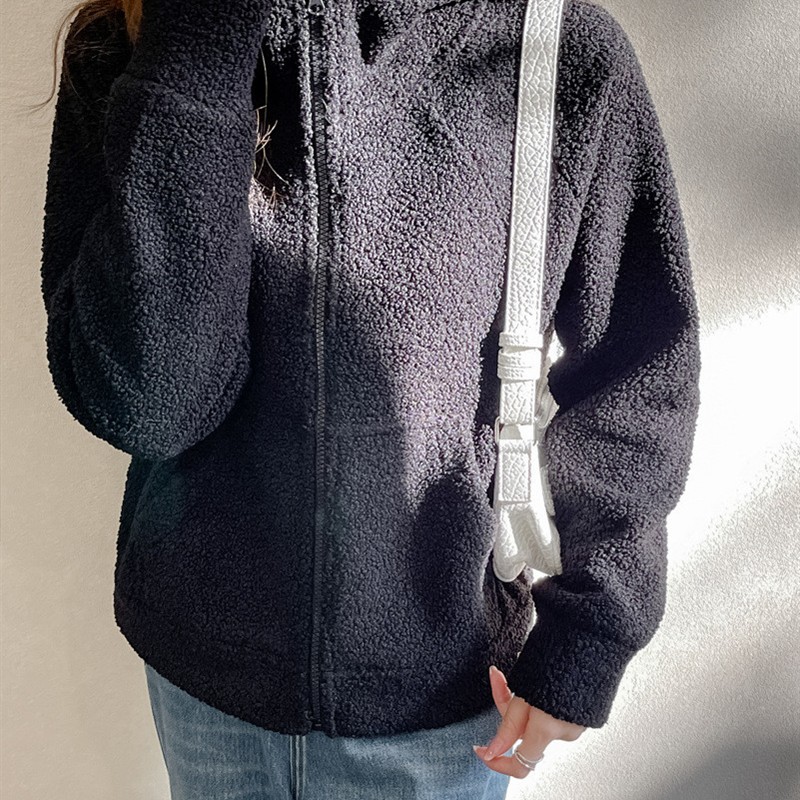 2025秋冬新款连帽休闲拉链外套女卫衣慵懒高级感加绒保暖宽松上衣
