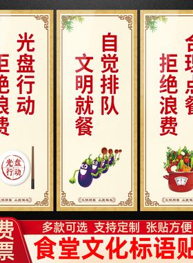 食堂光盘行动拒绝浪费墙贴