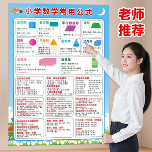 小学数学常用图形公式 一二三四五六年级必背单位换算挂图墙贴纸