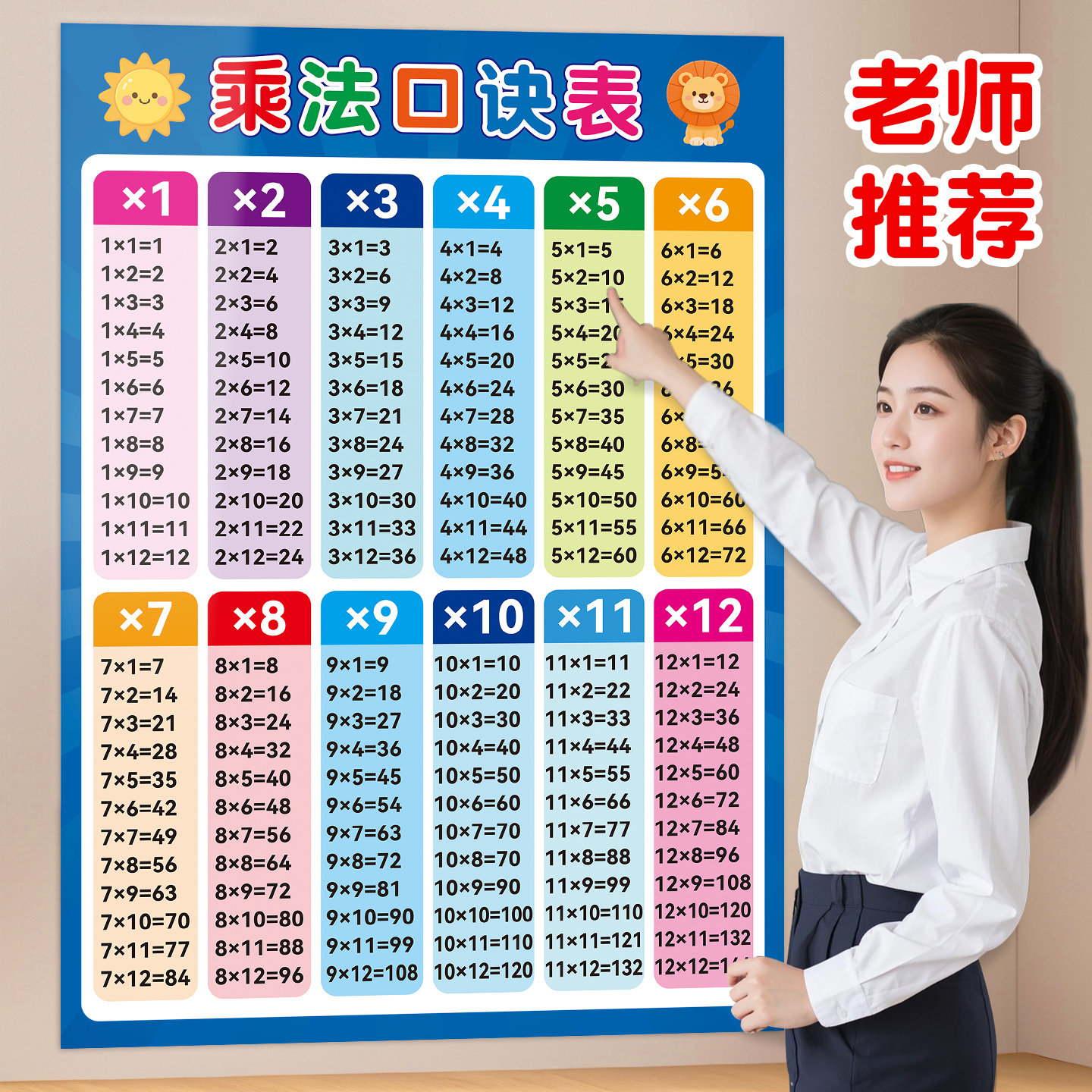 九九乘法口诀学习口诀表挂图贴纸