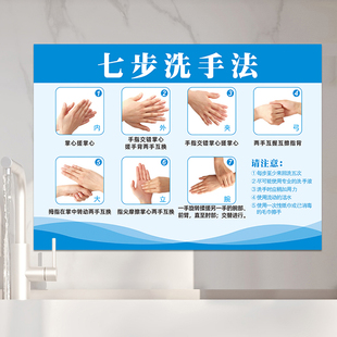 洗手七步法学校医院整诊所门诊卫生院水池7步洗手顺序墙贴海报画