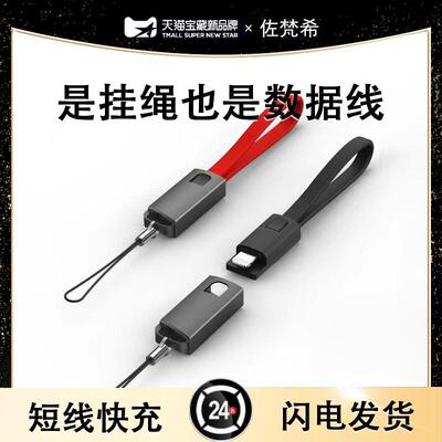 充电宝专用数据线超级快充便携式钥匙扣挂绳适用苹果安卓type-c手机充电线oppo小米闪充vivo备用出门旅行短线