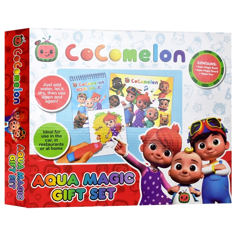 Cocomelon Aqua Magic Gift Set 可可瓜瓜水魔法礼盒装 儿童艺术启蒙 颜色动物数字 英文原版进口儿童图书