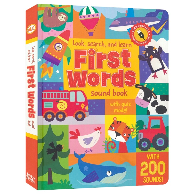 Look, Search, and Learn First Words Sound Book 英语启蒙单词发声书 词汇学习 数字 颜色 英文早教 事物认知 英文原版进口图书