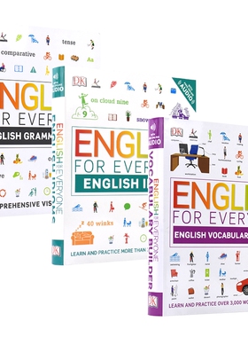 DK English For Everyone Vocabulary Grammar Idioms 人人学英语 三册套装 丰富词汇 核心语法 地道习语表达 英文原版进口图书
