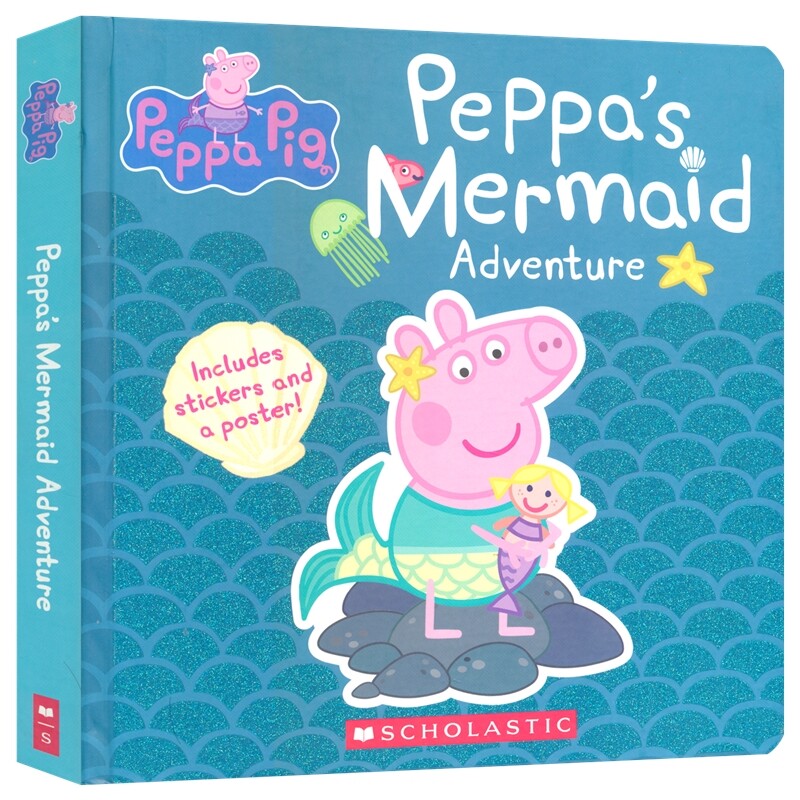 Peppa's Mermaid Adventure 小猪佩奇的美人鱼冒险 图画故事绘本 纸板书 赠海报+贴纸 亲子睡前读物 英文原版进口儿童图书
